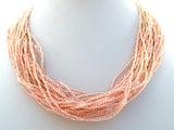 Crocheted Pink Bead Torsade Necklace Vintage - The Jewelry Lady's Store