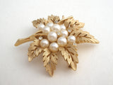 Crown Trifari Leaf Pearl Brooch Pin Vintage - The Jewelry Lady's Store