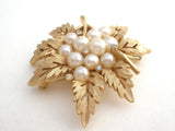 Crown Trifari Leaf Pearl Brooch Pin Vintage - The Jewelry Lady's Store
