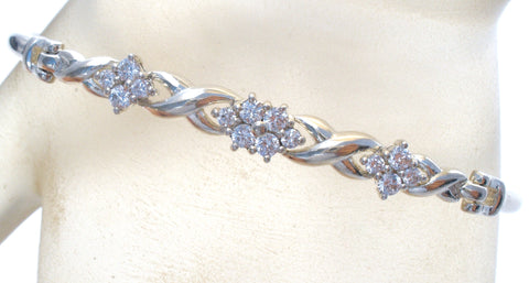 Cubic Zirconia Sterling Silver Bangle Bracelet