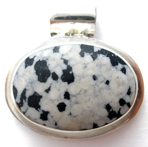Dalmatian Jasper Slide Pendant Sterling Silver