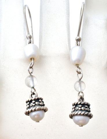 Dangle Pearl Earrings in Sterling Silver