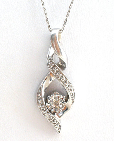 Diamond Swirl Necklace Sterling Silver 20"