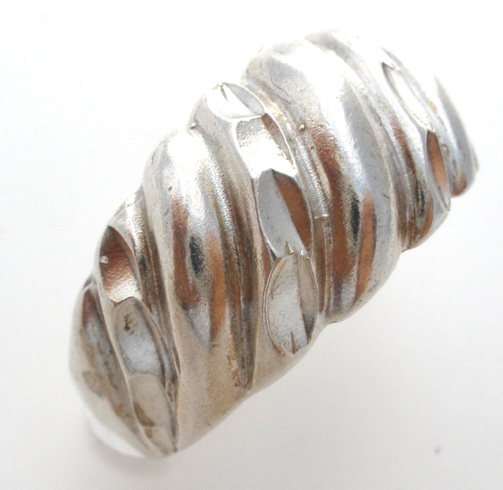 Diamond Cut Dome Ring Sterling Silver 6 - The Jewelry Lady's Store