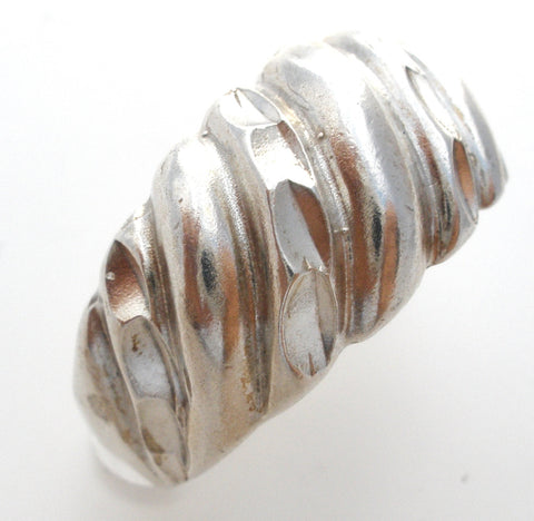 Diamond Cut Dome Ring Sterling Silver 6