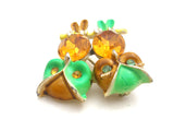 Double Jelly Belly Owl Brooch Enamel Vintage Pin - The Jewelry Lady's Store