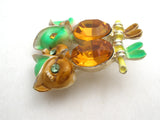 Double Jelly Belly Owl Brooch Enamel Vintage Pin - The Jewelry Lady's Store