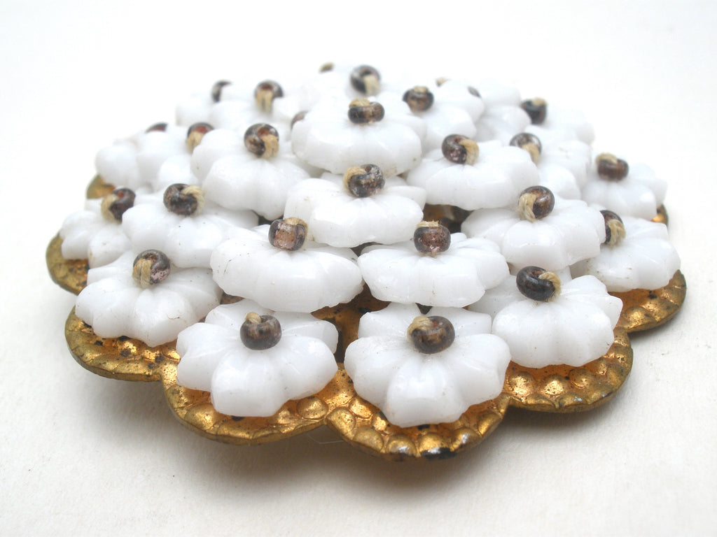 Early Miriam Haskell White Flower Brooch Vintage – The Jewelry Lady's Store