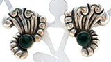 Early Mexican Screwback Green Onyx Earrings - The Jewelry Lady's Store
