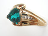 Emerald & Diamond 10K Gold Ring Size 10 - The Jewelry Lady's Store