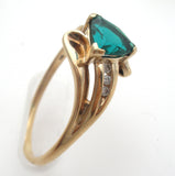 Emerald & Diamond 10K Gold Ring Size 10 - The Jewelry Lady's Store