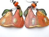 Enamel Pear Earrings Sterling Silver Dangles - The Jewelry Lady's Store