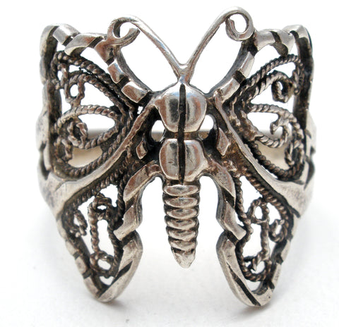 Filigree Butterfly Ring Sterling Silver Size 9