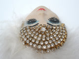 Flapper Porcelain Rhinestone Brooch Pin Vintage - The Jewelry Lady's Store