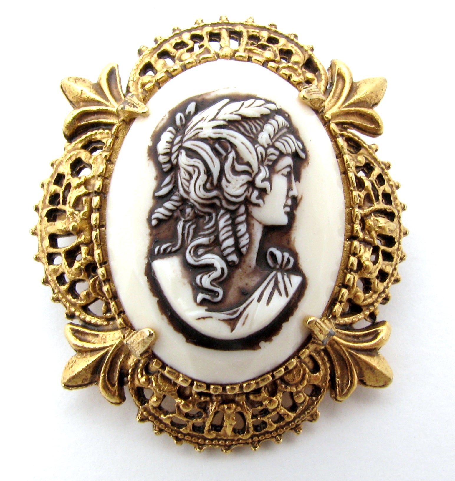 Florenza Cameo Gold Brooch Pin Vintage – The Jewelry Lady's Store