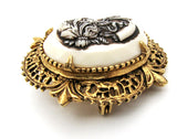 Florenza Cameo Gold Brooch Pin Vintage - The Jewelry Lady's Store