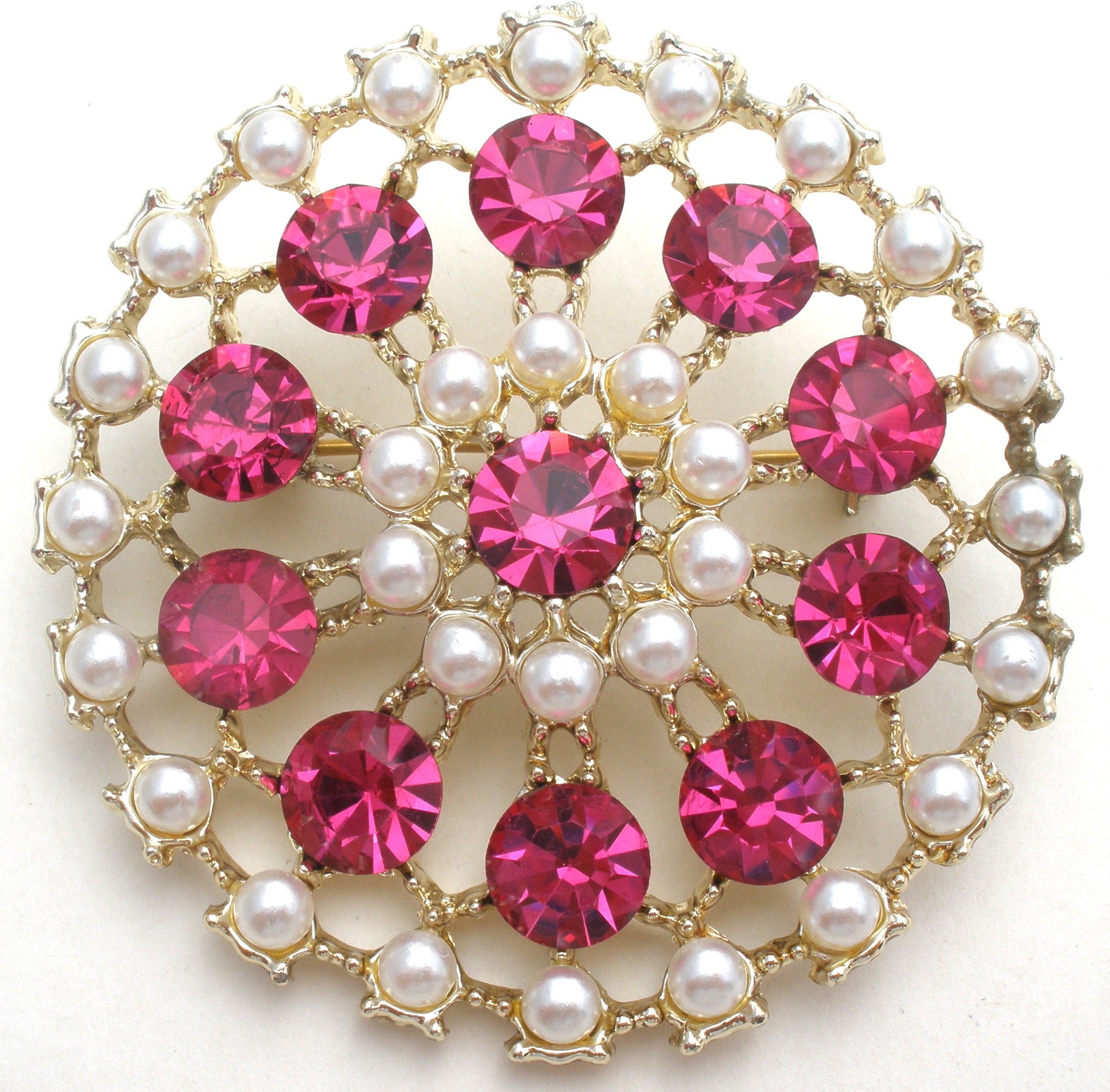 Fuchsia Pink & Pearl Brooch Pin Vintage – The Jewelry Lady's Store