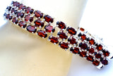 Garnet Tennis Bracelet 3 Row Sterling Silver - The Jewelry Lady's Store