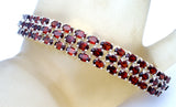 Garnet Tennis Bracelet 3 Row Sterling Silver - The Jewelry Lady's Store