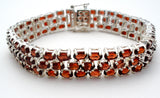 Garnet Tennis Bracelet 3 Row Sterling Silver - The Jewelry Lady's Store