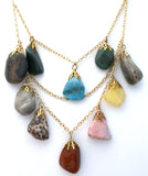 Gemstone Nugget Festoon Necklace Vintage - The Jewelry Lady's Store