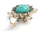 Gerry's Green Glass Stone Turtle Brooch Pin - The Jewelry Lady's Store