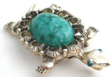 Gerry's Green Glass Stone Turtle Brooch Pin - The Jewelry Lady's Store