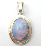 Glass Opal Pendant Sterling Silver Vintage - The Jewelry Lady's Store