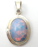 Glass Opal Pendant Sterling Silver Vintage - The Jewelry Lady's Store