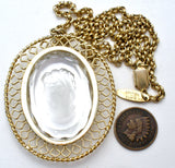 Glass Intaglio Cameo Necklace by Whiting & Davis - The Jewelry Lady's Store