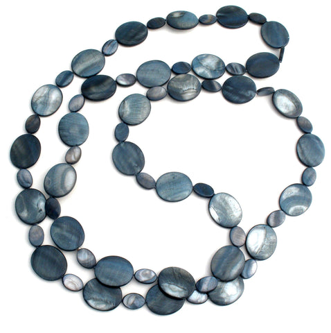 Blue Mother Of Pearl Necklace 60" Jess David