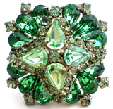 Green Rhinestone Layered Brooch Pin Vintage - The Jewelry Lady's Store