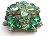 Green Rhinestone Layered Brooch Pin Vintage - The Jewelry Lady's Store