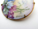 Hand Painted Porcelain Flower Brooch Vintage - The Jewelry Lady's Store