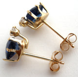 Heart Sapphire Blue CZ Earrings 10K Gold - The Jewelry Lady's Store