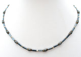 Hematite & Sterling Silver Bead Necklace 16" - The Jewelry Lady's Store