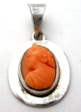High Relief Coral Cameo Pendant Vintage - The Jewelry Lady's Store