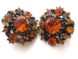 Hollycraft Amber Gold Rhinestone Earrings Vintage - The Jewelry Lady's Store