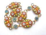Italian Mosaic Floral Bracelet Gold Filled Vintage - The Jewelry Lady's Store