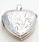 Italian Sterling Silver Etched Locket Pendant Vintage - The Jewelry Lady's Store