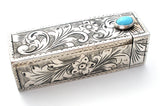 Italian 800 Silver Lipstick Holder with Turquoise Vintage - The Jewelry Lady's Store