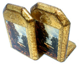 Italian Florentine Bookends Vintage Toleware - The Jewelry Lady's Store
