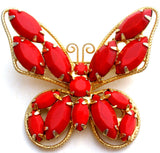 Juliana Red Rhinestone Butterfly Brooch Pin Vintage - The Jewelry Lady's Store