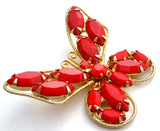 Juliana Red Rhinestone Butterfly Brooch Pin Vintage - The Jewelry Lady's Store
