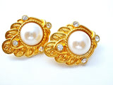 KJL For Avon Pearl & Rhinestone Earrings - The Jewelry Lady's Store