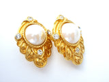 KJL For Avon Pearl & Rhinestone Earrings - The Jewelry Lady's Store