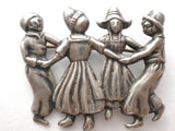 Lang Sterling Silver Brooch with Children Dancing - The Jewelry Lady's Store