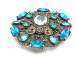 Large Blue Rhinestone Brooch Vintage - The Jewelry Lady's Store