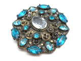 Large Blue Rhinestone Brooch Vintage - The Jewelry Lady's Store