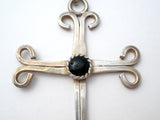 Large Sterling Silver Black Onyx Cross Pendant - The Jewelry Lady's Store